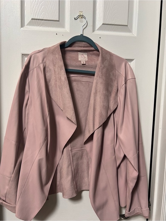 Christopher & Banks Dusty Rose Draped Leather Jacket